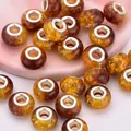 Sparkly 14mm resin beads with gold foil textures and silver metal core for DIY jewelry - Amber Gold Foil Craft Style (13)
