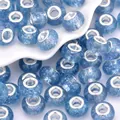 Blue resin beads with sparkling glitter and silver large holes for DIY jewelry - Deep Blue Glitter (3)