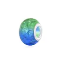 Blue and green gradient glass charm bead with silver metal core for DIY jewelry - 10 Pieces/Pack (9x14mm) / Green Blue Gradient (12)