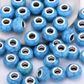 Blaue 14mm Acrylperlen mit großen Löchern, Rissmuster und Metallkern für DIY-Schmuck - Blau