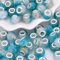 Blue and white gradient acrylic beads with gold texture and large metal hole core - Lake Blue White Gradient (2)
