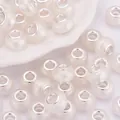 Cuentas acrílicas blancas brillantes con agujero grande y núcleo plateado para DIY - Blanco