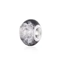 9x14mm large hole resin bead with black and white marble pattern and silver core - 10 Pieces/Pack (9x14mm) / Black White Crackle (15)