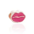 Roségouden bedel met rode lippen en roze emaille voor DIY-armbanden en sieraden - Roze Lipkleur (Roségoud Basis)