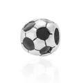 Soccer ball charm bead in silver and black enamel for DIY sports themed bracelets - Soccer Style