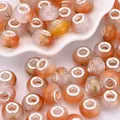 Pink and orange resin beads with gold foil texture and silver core for DIY jewelry - Orange Pink Gradient (4)