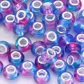 Blue and purple gradient acrylic large hole spacer beads with silver metal core - Blue Purple Gradient (3)