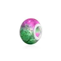 Pink and green gradient resin bead with silver metal core and ice crackle texture - 10 Pieces/Pack (9x14mm) / Pink Green Gradient (20)