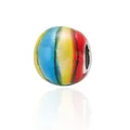 DIY charm bead for bracelets featuring vibrant multi-colored vertical stripes and patterns - Rainbow Stripe Style