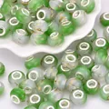Green and white gradient acrylic charm bead with gold ink pattern and silver metal core - Green White Gradient (5)