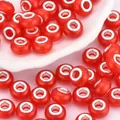 Cuentas de acrílico rojo brillante con núcleo de plata para pulseras de abalorios DIY - Rojo