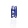 Blaue Strass-Zwischenperle mit königsblauer Emaille und Silbermetall für DIY-Schmuck - Saphirblau