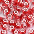Translucent bright red acrylic bead with silver metal core for DIY jewelry making - Bright Red Transparent (4)