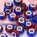 14mm red and blue swirl resin beads with large holes and silver metal core - Red Blue Swirl Texture Style (3)