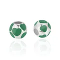 Silver bead with green enamel hearts for DIY jewelry bracelets and necklaces - Green