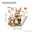 Détail de l'autocollant mural lapin de Pâques 30x30cm avec motifs fleurs et œufs - Style Aquarelle Lapin Œuf Abeille (M13565)