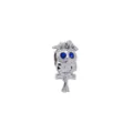 Silver owl bead with graduation cap and blue crystal eyes for DIY bracelets - Silver Owl With Blue Eyes Style (1)