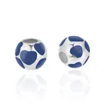 Silver alloy charm beads with blue enamel hearts for DIY bracelets and jewelry making - Blue
