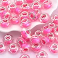 Rosafarbene Harzperlen im europäischen Stil mit Metallkern für DIY-Armbänder - Rosa (5)