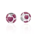 Silver bead charm with purple enamel heart patterns for DIY bracelets - Deep purple