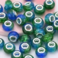 Blue-green glitter resin wheel beads with 14mm large hole for DIY jewelry making - Blue Green Crackle Style (5)