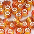 Amber acrylic beads with silver metal core for DIY jewelry and Pandora style bracelets - Amber Orange (6)