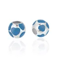 Silver bead charm with royal blue enamel hearts for DIY jewelry making and bracelet styling - Dark Blue