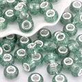 Sparkling light green resin charm bead with silver core for DIY charm bracelets - Light Green Glitter (8)