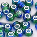 Teal and blue gradient glass charm beads with metal core for DIY jewelry making - Blue Green Gradient (7)