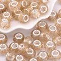 Golden glitter resin charm beads with silver metal core for DIY European style bracelets - Gold Glitter (9)