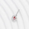Silver crown charm with red heart stone and clear zircon accents for DIY bracelets - Silver Crown Red Gemstone Style