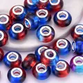 DIY colorful acrylic beads with red and blue swirl patterns and silver metal cores - Red Blue Swirl (9)