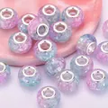 14mm pink and blue glitter large hole resin bead with ice crackle texture for DIY jewelry - Pink Blue Purple Crackle Style (8)