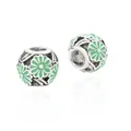 Green enamel daisy flower charms in silver finish for DIY bracelet jewelry making - Green Daisy(3)