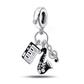 Silver music theme charm with saxophone, piano keys and treble clef pendant - Music Saxophone Piano Key Theme