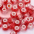 Red 14mm glitter resin beads with silver metal core and crackle finish for DIY jewelry - Bright Red Crackle Style (10)