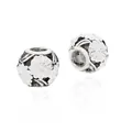 DIY floral large hole charm beads with silver magnolia petals for jewelry making - Vintage Silver Floral(7)