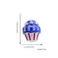 Cupcake charm bead with blue enamel star and stripes, 1.28cm height for DIY jewelry - Cupcake / Sapphire Blue