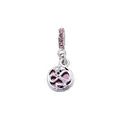 Silver infinity heart pendant charm with pink zircon stones and purple glitter enamel inlay - Purple Enamel Infinity Heart Disc Style (2) / Silver And Purple