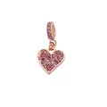 Roségouden hartbedeltje met roze kristallen voor het maken van DIY sieraden - Roze Hart Strass Stijl (1)