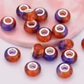 Orange and purple starburst resin beads with silver metal core for DIY bracelets - Orange Purple Starry Style (17)