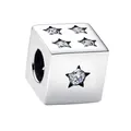 Star-studded cubic charm with sparkling zircon insets for DIY jewelry bracelets - Silver