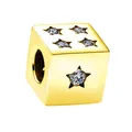 Gold star dice charm bead with sparkling cubic zirconia for DIY jewelry making - Gold