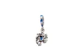 Silver bead charm featuring a teddy bear riding a carousel with blue enamel details - Teddy Bear Riding Merry-Go-Round Style (1)