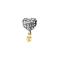 Silver and gold puzzle heart charm with 'YOU' engraving for beaded bracelets - Silver Heart Puzzle With Gold Puzzle Charm (Engraved YOU)