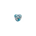 Blue heart-shaped travel charm in silver with globe grid and happy journey engraving - World Map Heart Style (3)