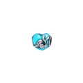 Blue enamel heart charm bead with mermaid relief pattern in silver finish - Mermaid Heart Style (1)