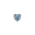 Blue pansy heart charm with sparkling blue and clear crystals for DIY bracelets - Rhinestone Heart Style (2)