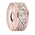 Roségouden clipbedel met glinsterende heldere zirkonia steentjes voor DIY armband - Roségoud Helder Pavé Stijl (1)