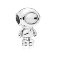 Astronaut charm bead in polished silver with heart detail for DIY jewelry bracelets - Astronaut Heart